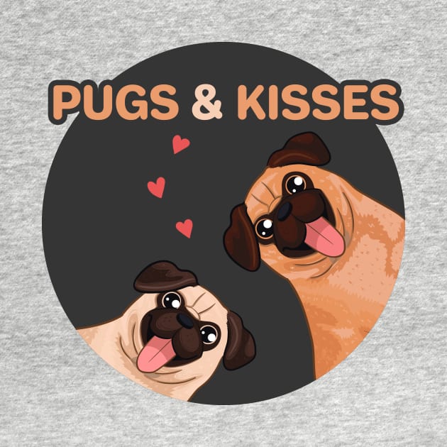 Pugs and Kisses Cartoon by KPrimeArt